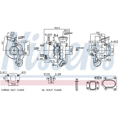 NISSENS 93784 Turbocharger - Gas Turbine - Ölgekühlt - Ohne Auspuffkollektor - ATEGO NISSENS 93784 Turbocharger - Gas Turbine - Ölgekühlt - Ohne Auspuffkollektor - ATEGO