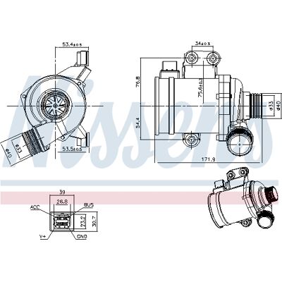 NISSENS 832142 Aluminium Elektrische Wasserpumpe - Wasserpumpe NISSENS 832142 Aluminium Elektrische Wasserpumpe - Wasserpumpe