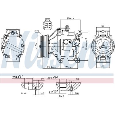 NISSENS Modell SCSA06C 12V R134a Auto Klimakompressor NISSENS Modell SCSA06C 12V R134a Auto Klimakompressor