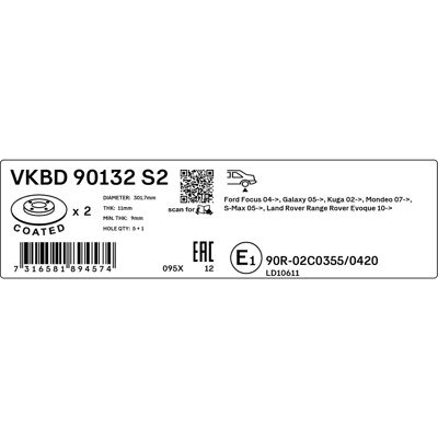 SKF VKBD 90132 S2 - Bremsscheibe für Ford, Land Rover SKF VKBD 90132 S2 - Bremsscheibe für Ford, Land Rover