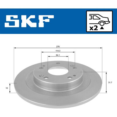 SKF 42510TV0E00 114,3 mm Durchmesser - 10 mm Dicke - 4x114,3 Bohrung - Bremsscheibe SKF 42510TV0E00 114,3 mm Durchmesser - 10 mm Dicke - 4x114,3 Bohrung - Bremsscheibe