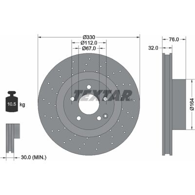 TEXTAR PRO+ 92099205 Bremsscheibe - Belüftet, Hochkarbon TEXTAR PRO+ 92099205 Bremsscheibe - Belüftet, Hochkarbon