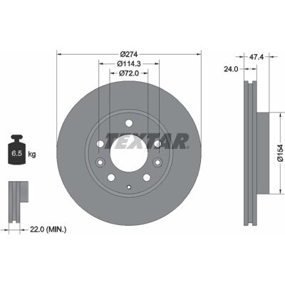 TEXTAR Mazda Bremsscheibe - Belüftet 114.3mm 24mm - Bremsscheibe TEXTAR Mazda Bremsscheibe - Belüftet 114.3mm 24mm - Bremsscheibe