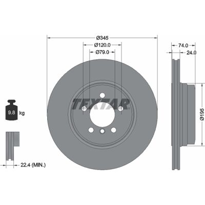 TEXTAR - 92155005 - BMW 7 - 24mm - Bremsenscheibe TEXTAR - 92155005 - BMW 7 - 24mm - Bremsenscheibe