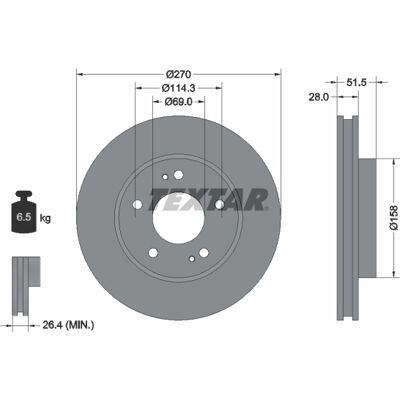 TEXTAR Mitsubishi L200/Triton Bremsscheibe - Belüftet TEXTAR Mitsubishi L200/Triton Bremsscheibe - Belüftet