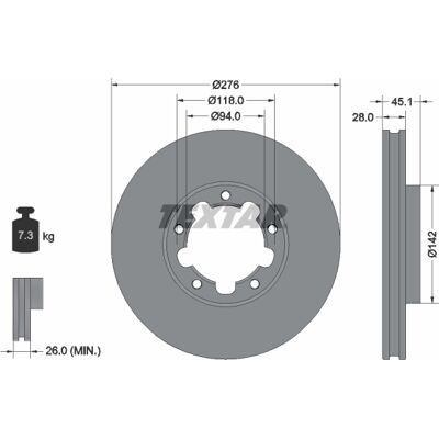 TEXTAR NISSAN NT400 - Bremsscheibe TEXTAR NISSAN NT400 - Bremsscheibe