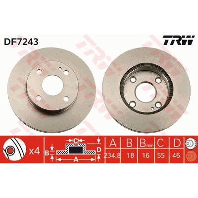 TRW Bremssatz - Bremsscheibe - Belüftet - 235mm - Mazda MX-5 I, Familia 4/5 TRW Bremssatz - Bremsscheibe - Belüftet - 235mm - Mazda MX-5 I, Familia 4/5