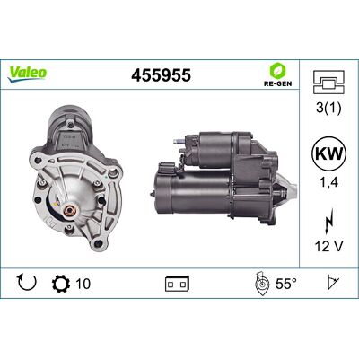 VALEO REMANUFACTURED PREMIUM 455955 Starter - 12V, 10 Zähne, im Uhrzeigersinn - Starter VALEO REMANUFACTURED PREMIUM 455955 Starter - 12V, 10 Zähne, im Uhrzeigersinn - Starter