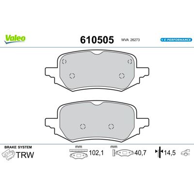 VALEO 610505 - Bremsbeläge für Ford VALEO 610505 - Bremsbeläge für Ford