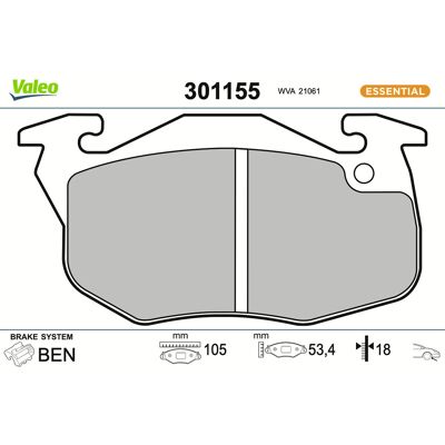 Valeo Bremsbelagsatz, Scheibenbremse First 301155 Vorderachse Für Peugeot Mega Citroën Renault Valeo Bremsbelagsatz, Scheibenbremse First 301155 Vorderachse Für Peugeot Mega Citroën Renault