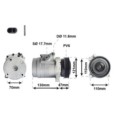 VAN WEZEL SP17 Klimakompressor - R134a, PAG 46, 6 Rillen, 12V VAN WEZEL SP17 Klimakompressor - R134a, PAG 46, 6 Rillen, 12V