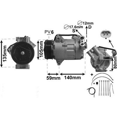 VAN WEZEL IR PLUS 3700K437 Kompressor für Klimaanlage - Für Opel Zafira B, Astra H VAN WEZEL IR PLUS 3700K437 Kompressor für Klimaanlage - Für Opel Zafira B, Astra H