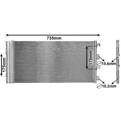 Van Wezel Dacia Klimakondensator - 620x325x16mm - Klimaanlagenkondensator Van Wezel Dacia Klimakondensator - 620x325x16mm - Klimaanlagenkondensator