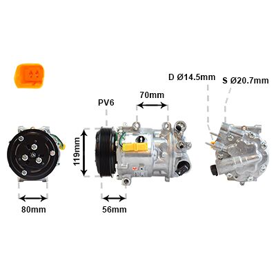 VAN WEZEL Modell SD7C16 Seiten Klimakompressor für Peugeot & Citroën VAN WEZEL Modell SD7C16 Seiten Klimakompressor für Peugeot & Citroën