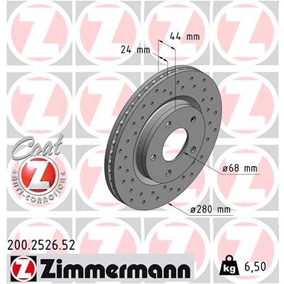 Zimmermann Bremsscheibe Sport Coat Z 200252652 Vorderachse Gelocht 280mm 24mm Für Nissan Zimmermann Bremsscheibe Sport Coat Z 200252652 Vorderachse Gelocht 280mm 24mm Für Nissan