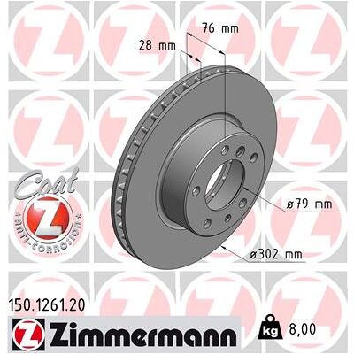 Zimmermann Bremsscheibe Coat Z 150126120 Vorderachse Belüftet 302mm 28mm Für Bmw Zimmermann Bremsscheibe Coat Z 150126120 Vorderachse Belüftet 302mm 28mm Für Bmw