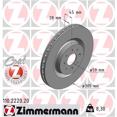 Zimmermann Bremsscheibe Coat Z 110222020 Vorderachse Belüftet 305mm 28mm Für Alfa Romeo Zimmermann Bremsscheibe Coat Z 110222020 Vorderachse Belüftet 305mm 28mm Für Alfa Romeo