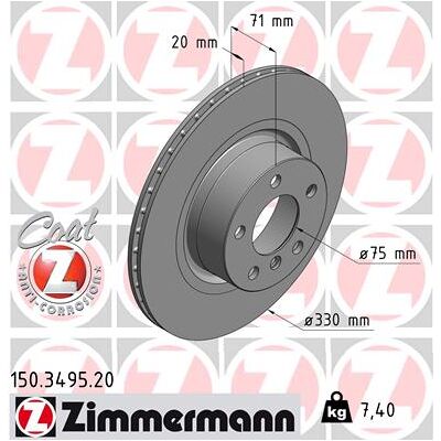 ZIMMERMANN Modell 150.3495.20 Belüfteter Bremsscheibe - Bremsscheibe ZIMMERMANN Modell 150.3495.20 Belüfteter Bremsscheibe - Bremsscheibe