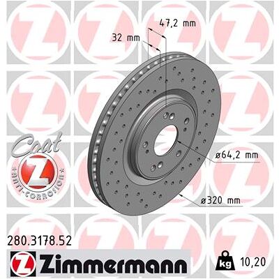 Zimmermann Bremsscheibe Sport Coat Z 280317852 Vorderachse Gelocht 320mm 32mm Für Honda Zimmermann Bremsscheibe Sport Coat Z 280317852 Vorderachse Gelocht 320mm 32mm Für Honda