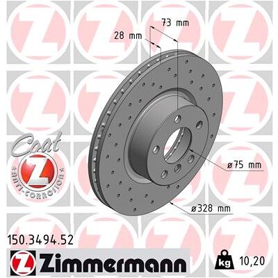 ZIMMERMANN Modell 150.3494.52 Belüftet Bremsscheibe - Bremsscheibe ZIMMERMANN Modell 150.3494.52 Belüftet Bremsscheibe - Bremsscheibe