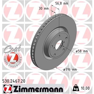 ZIMMERMANN Modell 530.2467.20 Belüfteter Bremsscheibe - Bremsscheibe ZIMMERMANN Modell 530.2467.20 Belüfteter Bremsscheibe - Bremsscheibe