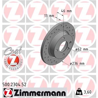 Zimmermann Sport Coat Z 236mm Bremsscheibe für SKODA Felicia Zimmermann Sport Coat Z 236mm Bremsscheibe für SKODA Felicia