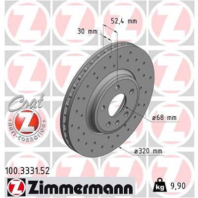 Zimmermann Bremsscheibe Sport Coat Z 100333152 Vorderachse Gelocht 320mm 30mm Für Audi (Faw) Zimmermann Bremsscheibe Sport Coat Z 100333152 Vorderachse Gelocht 320mm 30mm Für Audi (Faw)