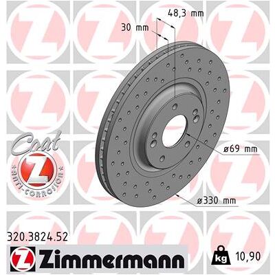 Zimmermann KIA Bremsscheibe - Belüftet 114mm 330mm - Scheibenbremse Zimmermann KIA Bremsscheibe - Belüftet 114mm 330mm - Scheibenbremse