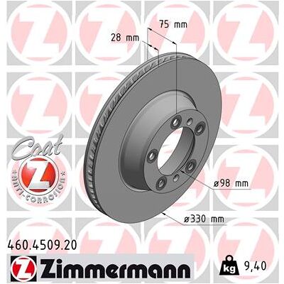 Zimmermann Bremsscheibe Coat Z 460450920 Hinterachse Rechts Belüftet 330mm 28mm Für Porsche Zimmermann Bremsscheibe Coat Z 460450920 Hinterachse Rechts Belüftet 330mm 28mm Für Porsche
