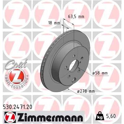 ZIMMERMANN 530.2471.20 Bremsscheibe - Belüftet, 278mm, 18mm - Bremsscheibe ZIMMERMANN 530.2471.20 Bremsscheibe - Belüftet, 278mm, 18mm - Bremsscheibe