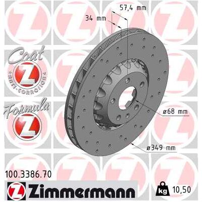 Zimmermann Bremsscheibe 100.3386.70 Belüftet für Audi A8, A6 C8, A7 - Bremsscheibe Zimmermann Bremsscheibe 100.3386.70 Belüftet für Audi A8, A6 C8, A7 - Bremsscheibe