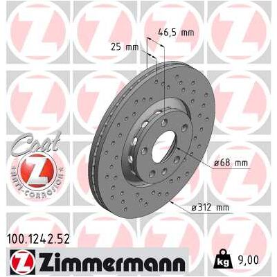 ZIMMERMANN Bremsscheibe 100.1242.52 - Bremsscheibe ZIMMERMANN Bremsscheibe 100.1242.52 - Bremsscheibe