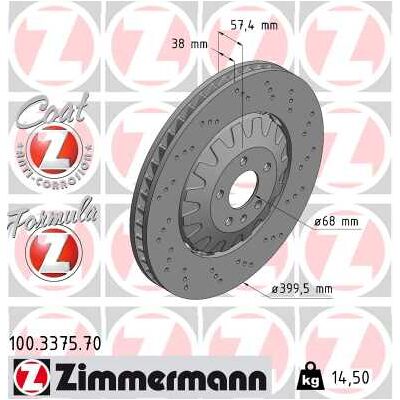 ZIMMERMANN VW/Audi Bremsscheibe - Formula Z, 400mm, 38mm dick ZIMMERMANN VW/Audi Bremsscheibe - Formula Z, 400mm, 38mm dick
