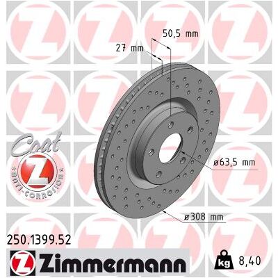 Zimmermann Ford Focus Mk4 Belüfteter Bremsscheibe Zimmermann Ford Focus Mk4 Belüfteter Bremsscheibe