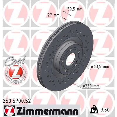 Zimmermann Bremsscheibe 250570052 Vorderachse Gelocht 330mm 27mm Für Ford Zimmermann Bremsscheibe 250570052 Vorderachse Gelocht 330mm 27mm Für Ford