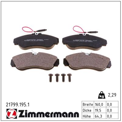 Zimmermann Bremsbelagsatz, Scheibenbremse 217991951 Vorderachse Für Citroën/peugeot Fiat Zimmermann Bremsbelagsatz, Scheibenbremse 217991951 Vorderachse Für Citroën/peugeot Fiat