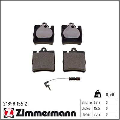 Zimmermann Bremsbelagsatz, Scheibenbremse 218981552 Hinterachse Für Mercedes Zimmermann Bremsbelagsatz, Scheibenbremse 218981552 Hinterachse Für Mercedes