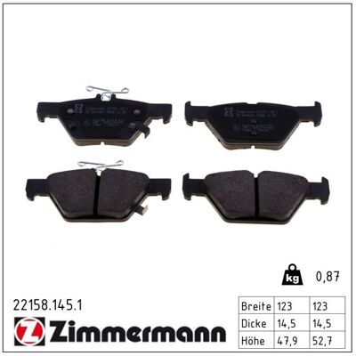 Zimmermann Bremsbelagsatz, Scheibenbremse 221581451 Hinterachse Für Subaru Zimmermann Bremsbelagsatz, Scheibenbremse 221581451 Hinterachse Für Subaru