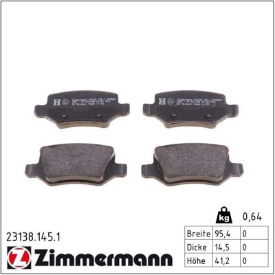 Zimmermann Bremsbelagsatz, Scheibenbremse 231381451 Hinterachse Für Mercedes Zimmermann Bremsbelagsatz, Scheibenbremse 231381451 Hinterachse Für Mercedes