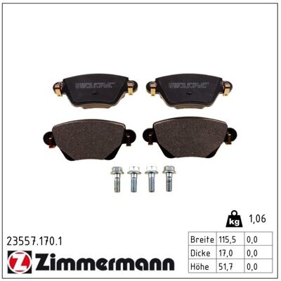 Zimmermann Bremsbelagsatz, Scheibenbremse 235571701 Hinterachse Für Ford Jaguar Renault Zimmermann Bremsbelagsatz, Scheibenbremse 235571701 Hinterachse Für Ford Jaguar Renault