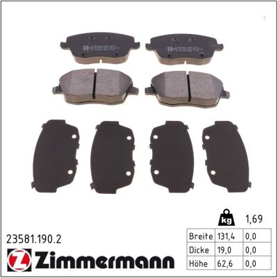 Zimmermann Bremsbelagsatz, Scheibenbremse 235811902 Vorderachse Für Vag Zimmermann Bremsbelagsatz, Scheibenbremse 235811902 Vorderachse Für Vag
