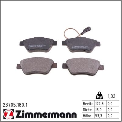 Zimmermann Bremsbelagsatz, Scheibenbremse 237051801 Vorderachse Für Peugeot Citroën Fiat Zimmermann Bremsbelagsatz, Scheibenbremse 237051801 Vorderachse Für Peugeot Citroën Fiat
