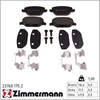 Zimmermann Bremsbelagsatz, Scheibenbremse 237601752 Hinterachse Für Lancia Alfa Romeo Zimmermann Bremsbelagsatz, Scheibenbremse 237601752 Hinterachse Für Lancia Alfa Romeo