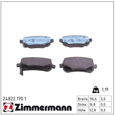 Zimmermann Bremsbeläge 24822.170.1 - Bremsbeläge Zimmermann Bremsbeläge 24822.170.1 - Bremsbeläge