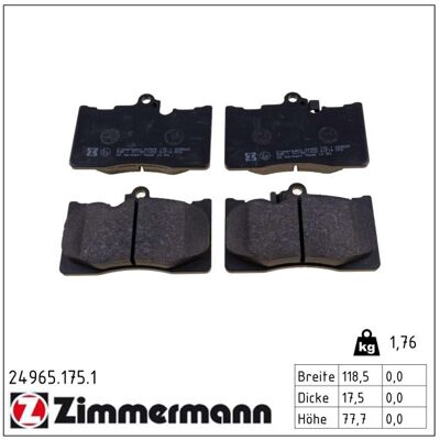 Zimmermann Bremsbelagsatz, Scheibenbremse 249651751 Vorderachse Für Lexus Toyota (Faw) Zimmermann Bremsbelagsatz, Scheibenbremse 249651751 Vorderachse Für Lexus Toyota (Faw)