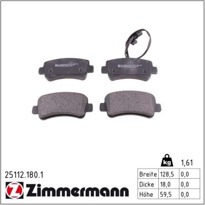 Zimmermann 25112.180.1 Bremsbeläge - Scheibenbremse Zimmermann 25112.180.1 Bremsbeläge - Scheibenbremse