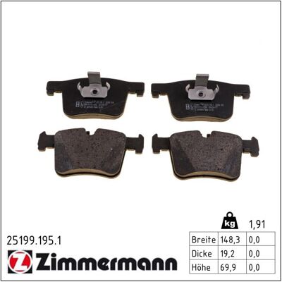 Zimmermann Bremsbelagsatz, Scheibenbremse 251991951 Vorderachse Für Bmw (Brilliance) Zimmermann Bremsbelagsatz, Scheibenbremse 251991951 Vorderachse Für Bmw (Brilliance)