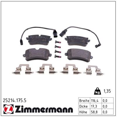Zimmermann Bremsbelagsatz, Scheibenbremse 252141755 Hinterachse Für Vag Zimmermann Bremsbelagsatz, Scheibenbremse 252141755 Hinterachse Für Vag