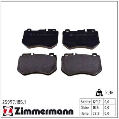 Zimmermann Bremsbelagsatz, Scheibenbremse 259971851 Vorderachse Für Mercedes Zimmermann Bremsbelagsatz, Scheibenbremse 259971851 Vorderachse Für Mercedes