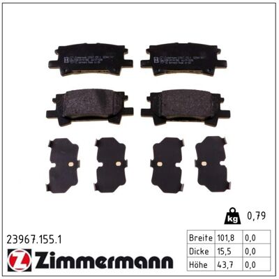 Zimmermann Bremsbelagsatz, Scheibenbremse 239671551 Hinterachse Für Lexus Zimmermann Bremsbelagsatz, Scheibenbremse 239671551 Hinterachse Für Lexus